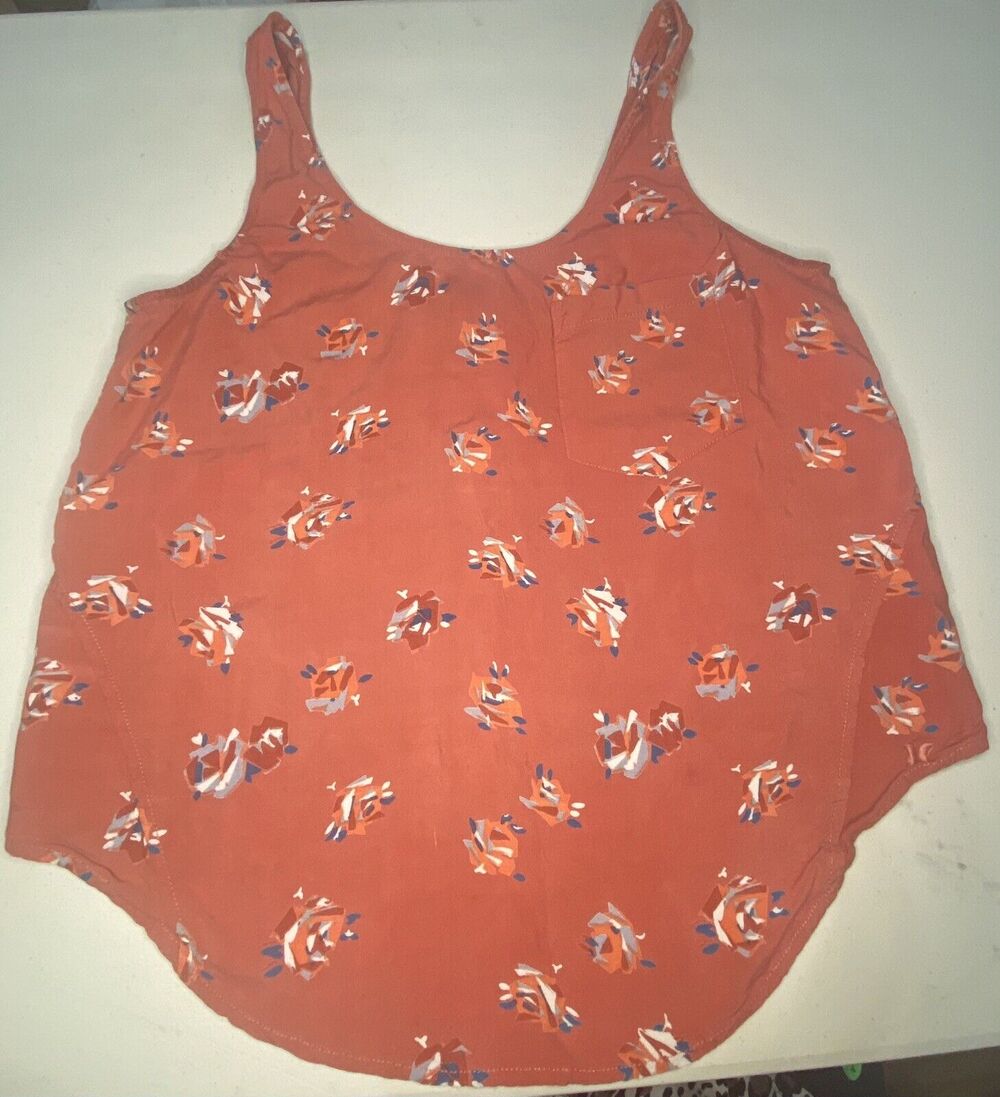 Hurley Women’s Sleeveless Top, Zipper On Back, Coral Print, Size Small